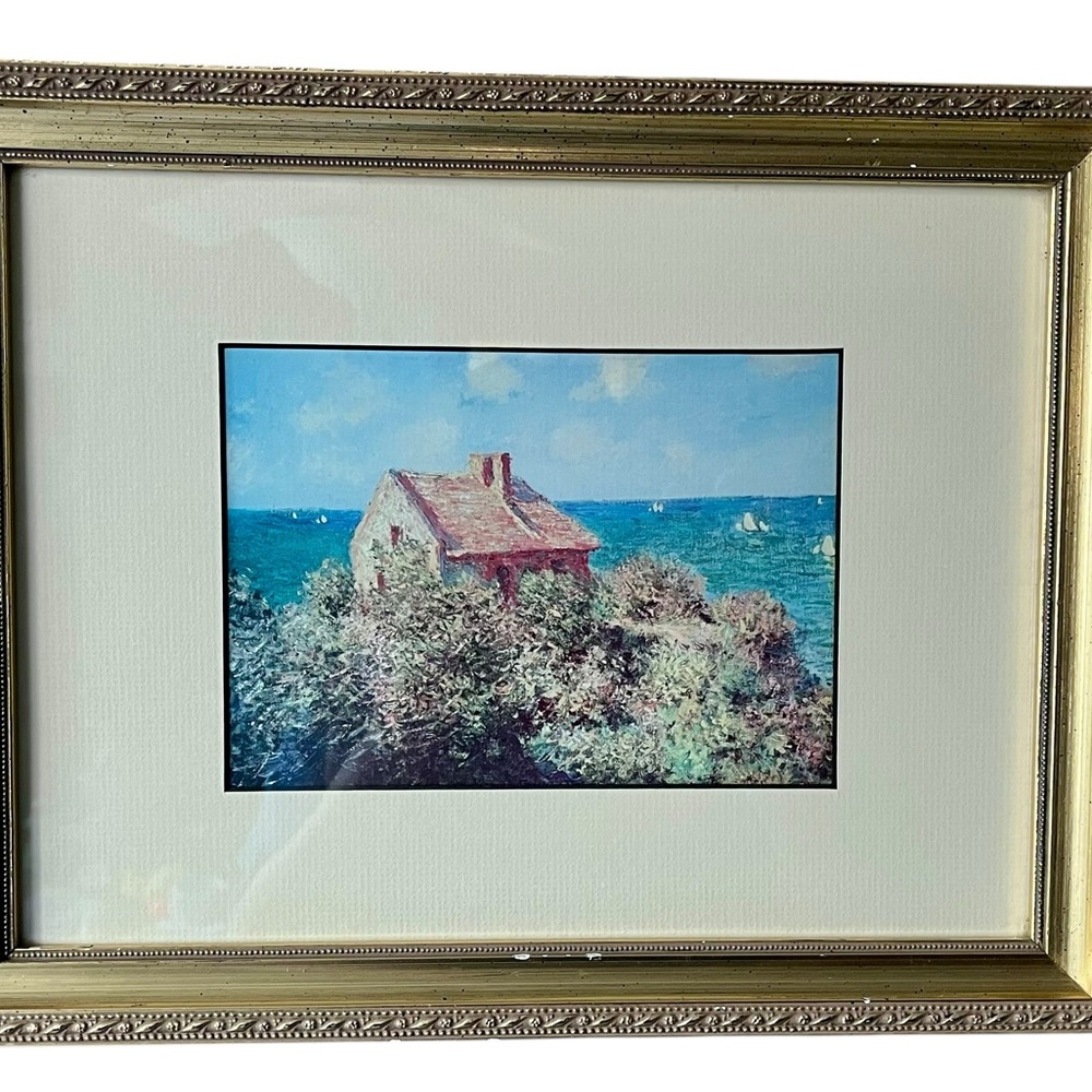 Framed Print Reproduction of Fisherman's Cottage on the Cliffs by Claude Monet